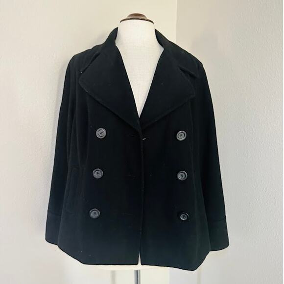 Old Navy Pea Coat Black Size Large - Picture 2 of 7